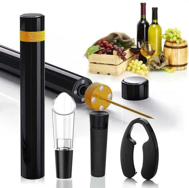 Main image of Wine Bottle Opener Set(4PCS),Travel Portable Pocket Air Pressure Pump Cork Remover with Aerator, Foil Cutter, and Vacuum Stopper, 7S Quick Bottle Opening, for Home, Restaurant, Party,Wine Lovers