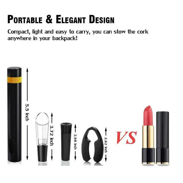 Alt view image 3 of 7 - Wine Bottle Opener Set(4PCS),Travel Portable Pocket Air Pressure Pump Cork Remover with Aerator, Foil Cutter, and Vacuum Stopper, 7S Quick Bottle Opening, for Home, Restaurant, Party,Wine Lovers