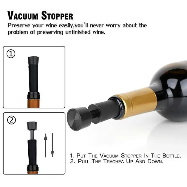 Alt view image 7 of 7 - Wine Bottle Opener Set(4PCS),Travel Portable Pocket Air Pressure Pump Cork Remover with Aerator, Foil Cutter, and Vacuum Stopper, 7S Quick Bottle Opening, for Home, Restaurant, Party,Wine Lovers