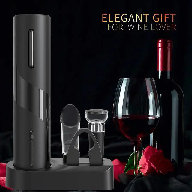 Alt view image 6 of 6 - Electric Wine Opener Set, A 4-in-1 Multifunctional Wine Accessory Kit, including an Automatic Corkscrew Opener, Rechargeable Wine Bottle Openers, Foil Cutter, Wine Aerator Pourer, and Vacuum Stoppers