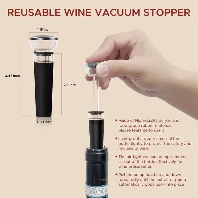 Alt view image 5 of 7 - Wine Bottle Opener Gift Set, Zinc Alloy Wing Corkscrew with Vacuum Stopper & Aerator Pourer, Multifunctional Wine Corkscrew for Kitchen, Bar, Party, Camping, BBQ, Wedding, Dinner Gathering