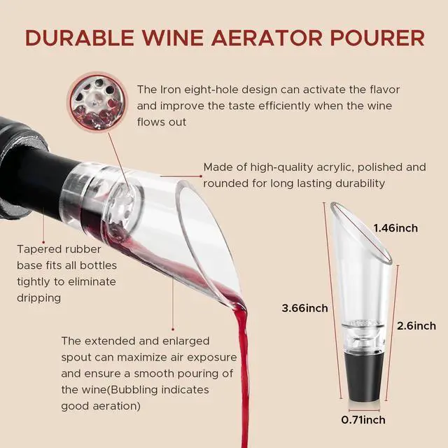 Alt view image 6 of 7 - Wine Bottle Opener Gift Set, Zinc Alloy Wing Corkscrew with Vacuum Stopper & Aerator Pourer, Multifunctional Wine Corkscrew for Kitchen, Bar, Party, Camping, BBQ, Wedding, Dinner Gathering