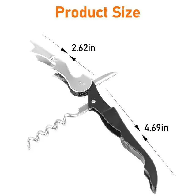 Alt view image 4 of 7 - Wine Opener, 3 Pack Waiter Corkscrew, Stainless Steel Double Hinged Wine Key with Foil Cutter, Foldable Tool for Bartenders and Home Parties
