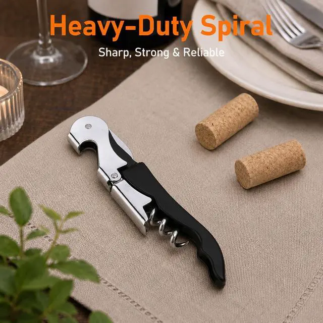 Alt view image 7 of 7 - Wine Opener, 3 Pack Waiter Corkscrew, Stainless Steel Double Hinged Wine Key with Foil Cutter, Foldable Tool for Bartenders and Home Parties