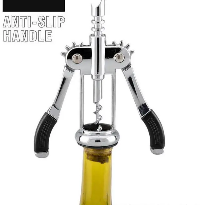 Alt view image 4 of 7 - Premium Zinc Alloy Wine Opener - Multifunctional Wing Corkscrew with Ergonomic Non-Slip Handle, Heavy Duty Manual Bottle Opener for Waiters and Home Use