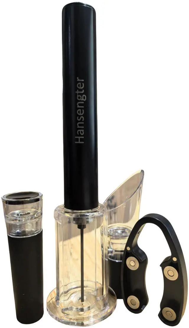 Main image of Air Pressure Pump Bottle Opener With One Foil Cutter,One Vacuum stopper and One Wine Aerator PourerEfficient|Lightweight|Funny Cork Remover,Great For Wine Lovers,Perfect Wine Gift. (4)