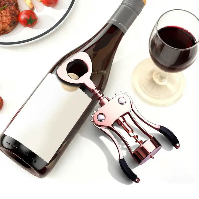 Alt view image 4 of 7 - Wine Opener, Zinc Alloy Premium Wing Corkscrew with Multifunctional Bottles Opener, Sharp Wine Corkscrew with Ergonomic Non-Slip Wing Handle, Upgrade