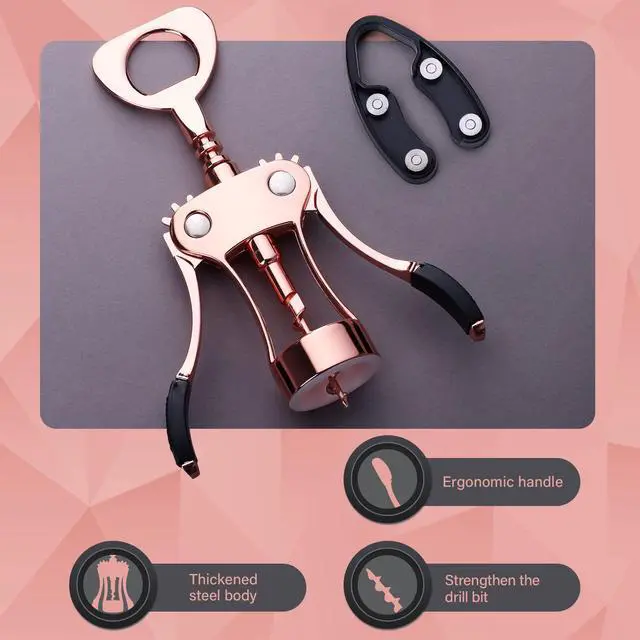 Alt view image 3 of 7 - Wine Opener, Zinc Alloy Premium Wing Corkscrew Wine Bottle Opener with Multifunctional Bottles Opener, Upgrade