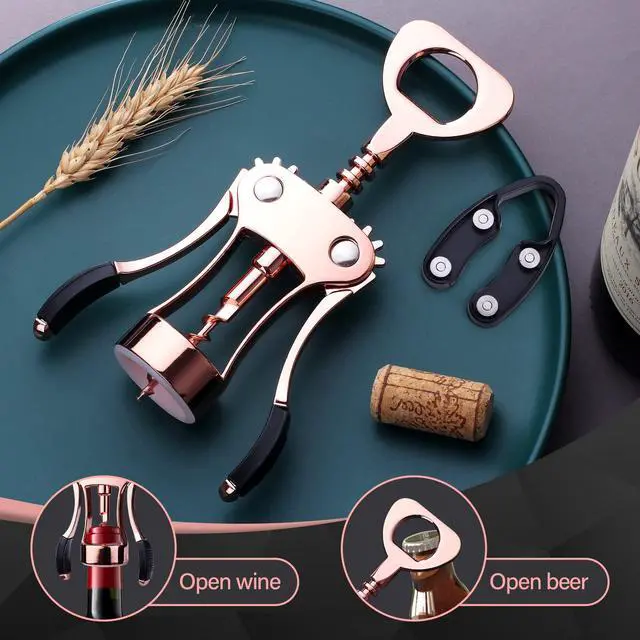 Alt view image 4 of 7 - Wine Opener, Zinc Alloy Premium Wing Corkscrew Wine Bottle Opener with Multifunctional Bottles Opener, Upgrade