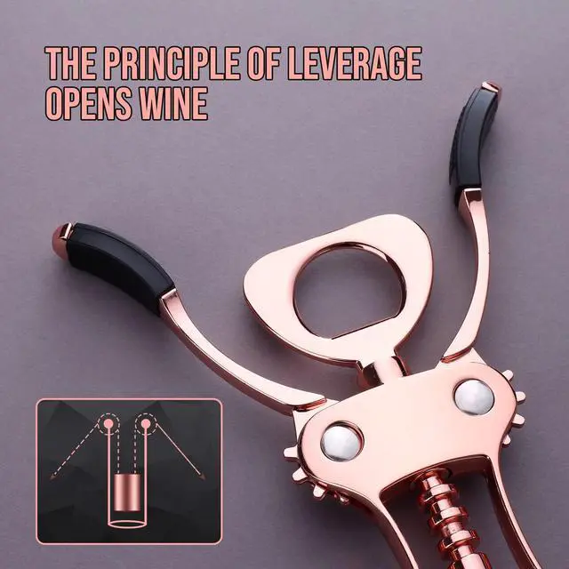 Alt view image 7 of 7 - Wine Opener, Zinc Alloy Premium Wing Corkscrew Wine Bottle Opener with Multifunctional Bottles Opener, Upgrade