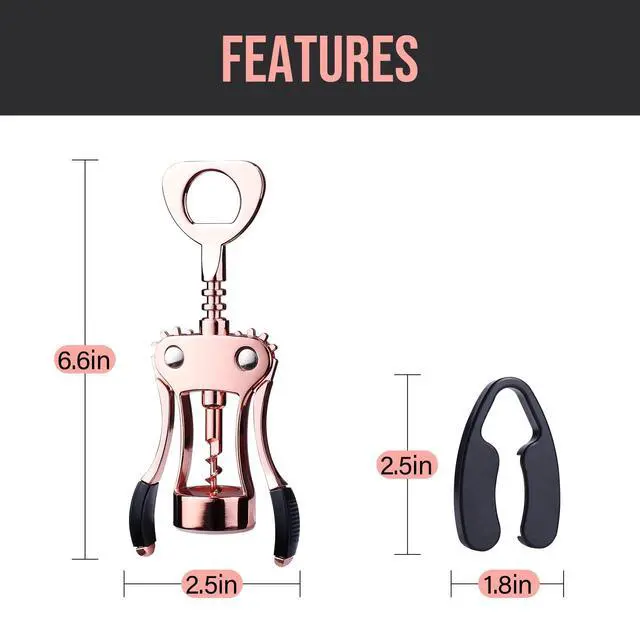 Alt view image 6 of 7 - Wine Opener, Zinc Alloy Premium Wing Corkscrew Wine Bottle Opener with Multifunctional Bottles Opener, Upgrade