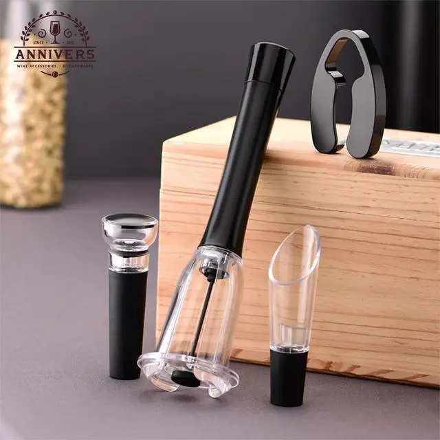 Alt view image 3 of 7 - Air Pressure Wine Bottle Opener Set Pump Wine Opener Kit, Vacuum Stopper, Aerator Pourer, Foil Cutter, Safe & Easy Cork Remover Keep Cork Intact for Gift, Ouvre Bouteille de Vin