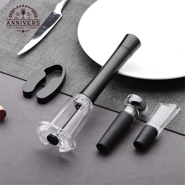 Alt view image 4 of 7 - Air Pressure Wine Bottle Opener Set Pump Wine Opener Kit, Vacuum Stopper, Aerator Pourer, Foil Cutter, Safe & Easy Cork Remover Keep Cork Intact for Gift, Ouvre Bouteille de Vin