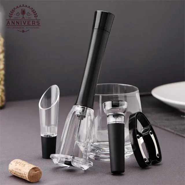 Alt view image 5 of 7 - Air Pressure Wine Bottle Opener Set Pump Wine Opener Kit, Vacuum Stopper, Aerator Pourer, Foil Cutter, Safe & Easy Cork Remover Keep Cork Intact for Gift, Ouvre Bouteille de Vin