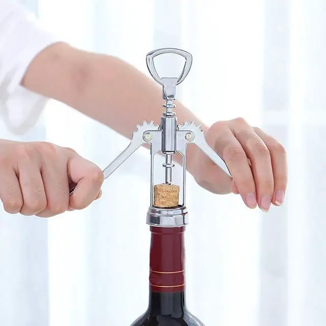 Alt view image 2 of 7 - Wine Opener, Zinc Alloy Premium Wing Corkscrew Wine Bottle Opener with Wine Stopper, Multifunctional Wine Cork Opener Bottler Opener Remover for Home, Kitchen,Restaurant,Party and as Gift