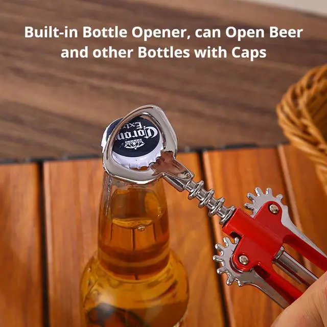 Alt view image 5 of 7 - Wine Opener, Zinc Alloy Premium Wing Corkscrew Wine Bottle Opener with Wine Stopper, Multifunctional Wine Cork Opener Bottler Opener Remover for Home, Kitchen,Restaurant,Party and as Gift