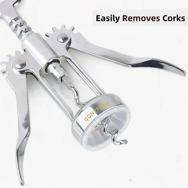 Alt view image 2 of 7 - Wing Corkscrew Wine Opener, Premium Zinc Alloy Manual Bottle Opener, Heavy Duty Multifunctional Tool for Kitchen, Bar, Restaurant & Waiters, Gift Set (Silver)