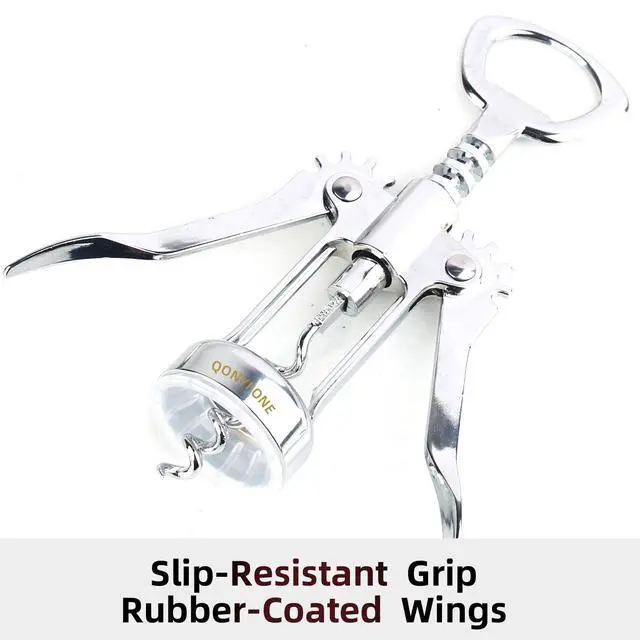 Alt view image 5 of 7 - Wing Corkscrew Wine Opener, Premium Zinc Alloy Manual Bottle Opener, Heavy Duty Multifunctional Tool for Kitchen, Bar, Restaurant & Waiters, Gift Set (Silver)