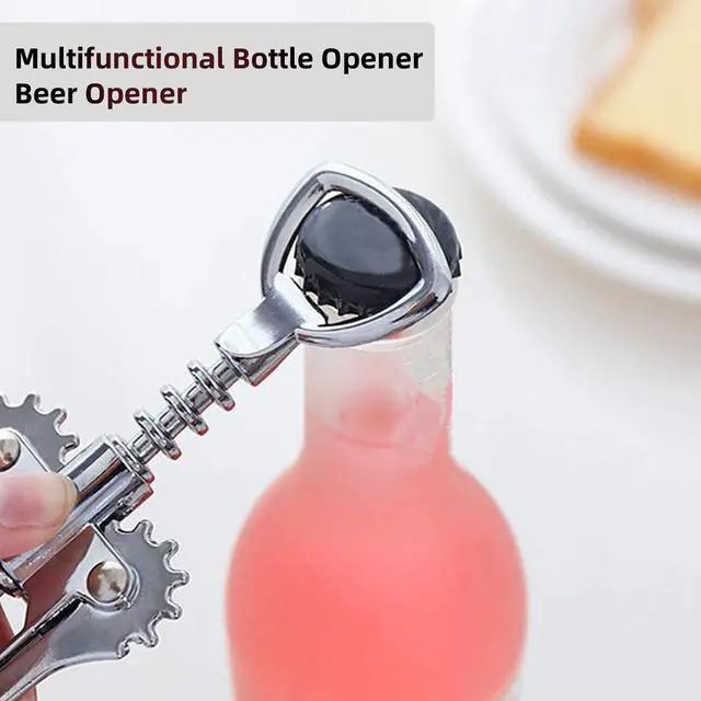 Alt view image 3 of 7 - Wing Corkscrew Wine Opener, Premium Zinc Alloy Manual Bottle Opener, Heavy Duty Multifunctional Tool for Kitchen, Bar, Restaurant & Waiters, Gift Set (Silver)
