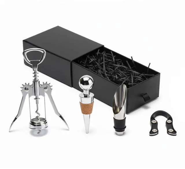 Main image of Wine Opener Gift Set-Wing Corkscrew, Foil Cutter, Pourer and Wine Bottle Stopper Accessories Kit for Wine Lovers