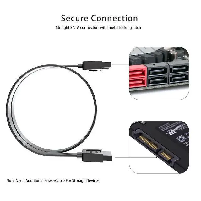 Alt view image 7 of 7 - SATA Cable III for SSD HDD Data, Black Red Blue 3 PCS 6Gbps Straight Angle 15 Inch Sata Data Cable Compatible for SATA Hard Drive CD Driver, CD Writer