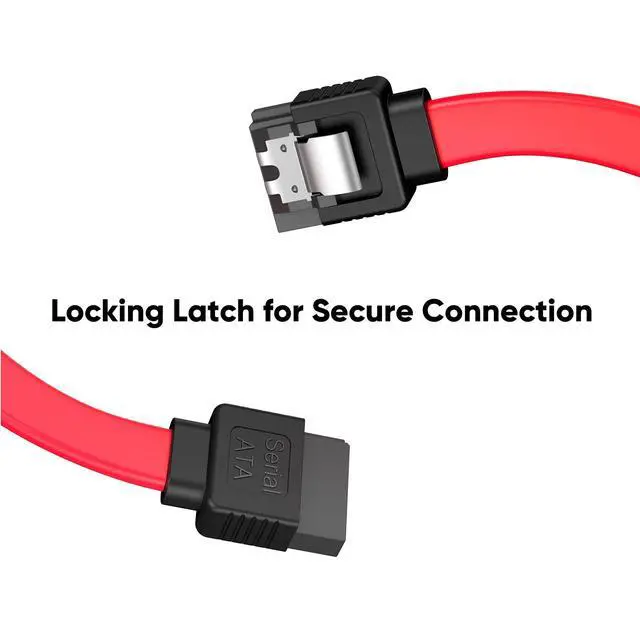 Alt view image 5 of 6 - SATA III Cable,8-Inch/0.6FT SATA III 6.0 Gbps 7pin Female to Downward Right Angle + Straight Female Data Cable with Locking Latch, Support for 2.5'' SSD,3.5''HDD Drive, Red