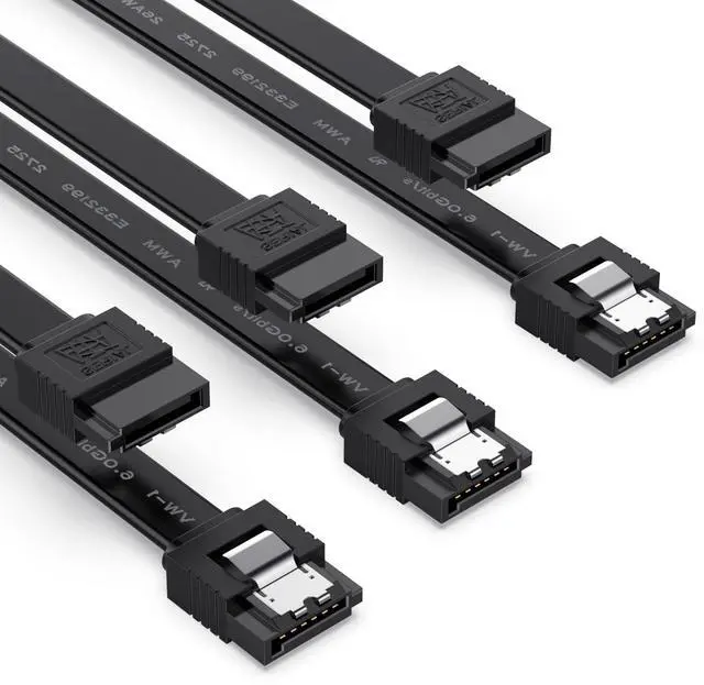 Main image of 15.7" 3 Pack SATA Data Cable 6Gbps Straight HDD SDD Data Cable with Locking Latch Compatible for SATA HDD, SSD, CD Driver, CD Writer - Black