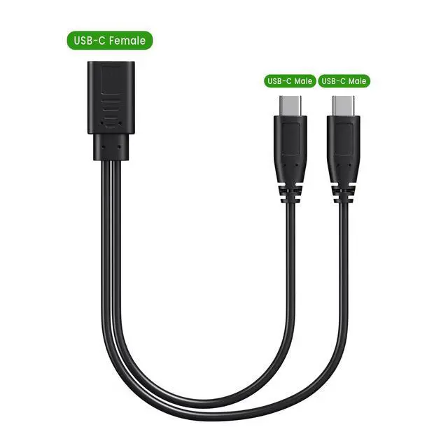 Alt view image 2 of 7 - 2-in-1 USB C Splitter Charge Cable, USB-C Female to 2 Type-C Male 1 in 2 Out Charging Cord, 1ft Short Charger Wire