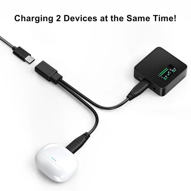 Alt view image 3 of 7 - 2-in-1 USB C Splitter Charge Cable, USB-C Female to 2 Type-C Male 1 in 2 Out Charging Cord, 1ft Short Charger Wire