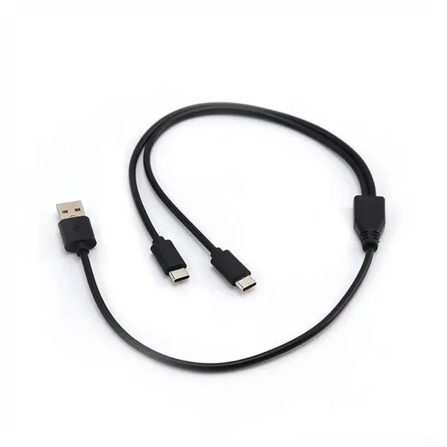 Alt view image 5 of 5 - 3.3 FT 2 in 1 USB-C Splitter Cable - USB A to Type C Charging Cord (Black)