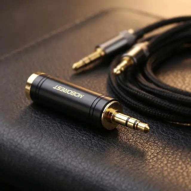 Alt view image 6 of 7 - 3.5mm to 1/4'' Stereo Audio Adapter, 1/8'' (3.5mm) Male Plug to 1/4'' (6.35mm) Jack Female Headphone Adapter, Pure Copper Gold-Plated Connector for Amp, Guitar, Piano, Home Theater - Black