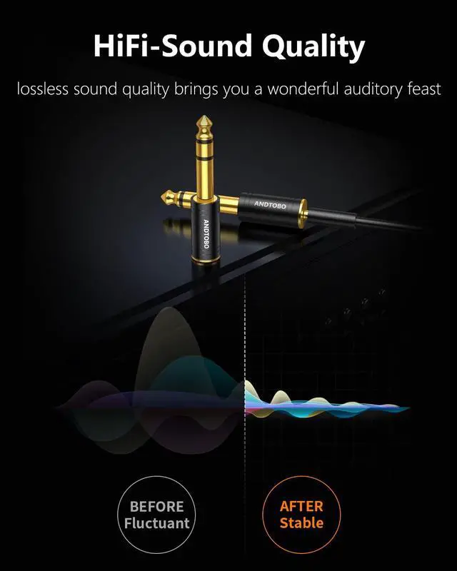 Alt view image 2 of 7 - 1/4''(6.35mm) Male to 1/8'' (3.5mm) Female Stereo Audio Jack Pure Copper Adapter for Headphone, Amp, 1 Pack-Black