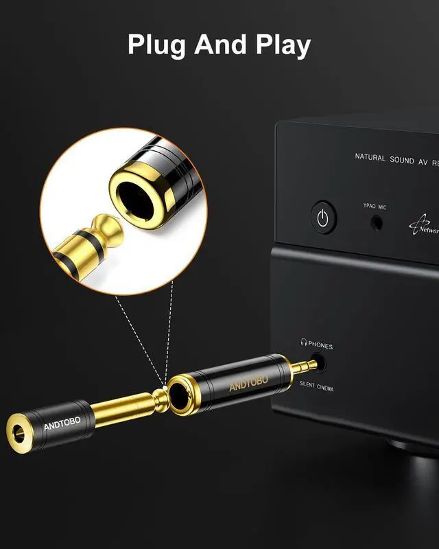 Alt view image 4 of 7 - 1/4 inch to 3.5mm and 3.5mm (1/8'') Plug Male to 6.35mm (1/4'') Jack Female Stereo Pure Copper Headphone Adapter for Amp Guitar, Piano, etc- 2 Pack, Black