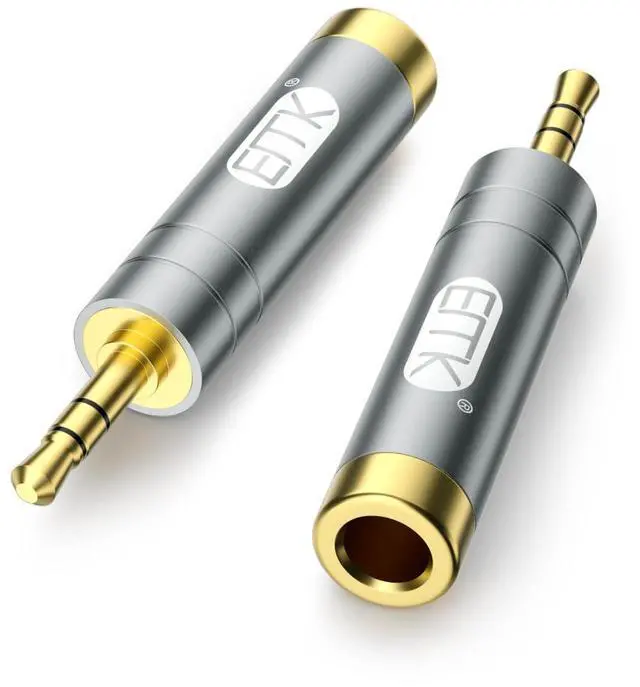 Main image of 1/4'' to 3.5 mm Stereo Pure Copper Headphone Adapter, 3.5 mm(1/8'') Plug Male to 6.35 mm (1/4'') Jack Female Stereo Adapter for Headphone, Amp Adapter, Black 2-Pack