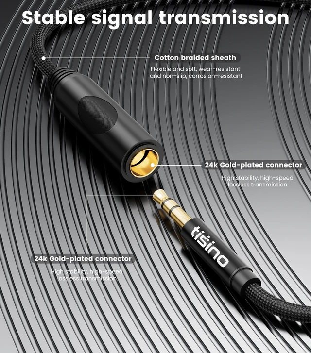 Alt view image 5 of 7 - 1/4 to 3.5mm Adapter, 1/4" Female to 1/8" Male Stereo Audio Adapter for Headphone, Amplifiers, Guitar, Amp etc. - 5ft/1.5m