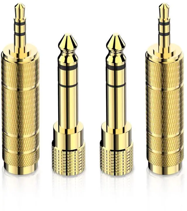 Main image of Headphone Adapter 6.35mm (1/4 Inch) Male to 3.5mm (1/8 Inch) Female and 3.5 mm Male Plug to 6.35 mm Female Jack, Audio Stereo TRS Converter Adapters (4 -Pack Gold Plated)