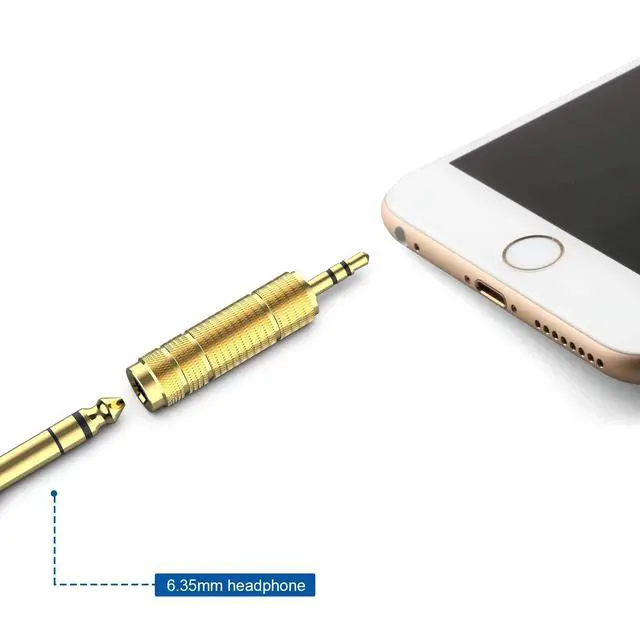 Alt view image 4 of 6 - Headphone Adapter 6.35mm (1/4 Inch) Male to 3.5mm (1/8 Inch) Female and 3.5 mm Male Plug to 6.35 mm Female Jack, Audio Stereo TRS Converter Adapters (4 -Pack Gold Plated)