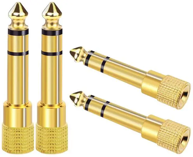 Main image of 6.35mm 1/4 Male to 3.5mm 1/8 Female Stereo Headphone Adapter 4 Pack Audio Jack Plug Gold Plated for Speaker Headphone Guitar Digital Piano Amp Adapte