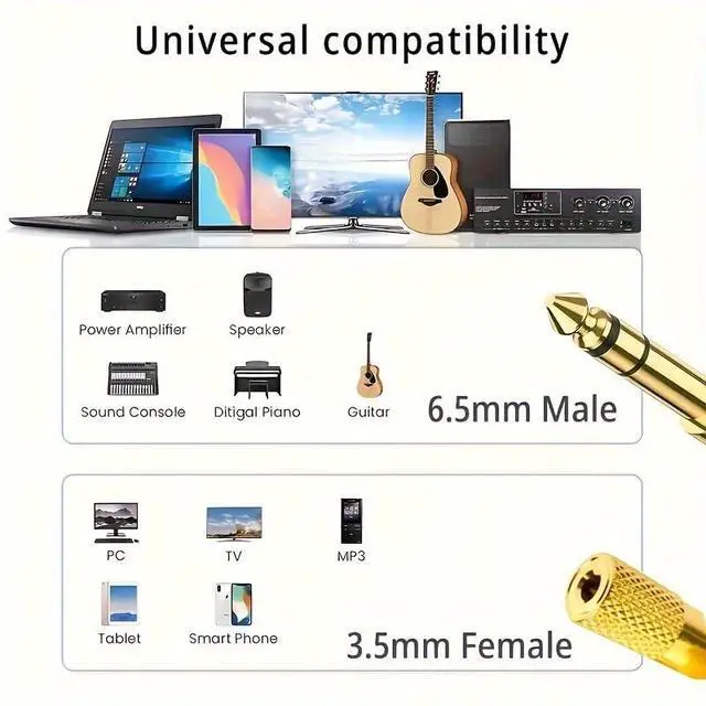 Alt view image 3 of 7 - 6.35mm 1/4 Male to 3.5mm 1/8 Female Stereo Headphone Adapter 4 Pack Audio Jack Plug Gold Plated for Speaker Headphone Guitar Digital Piano Amp Adapte