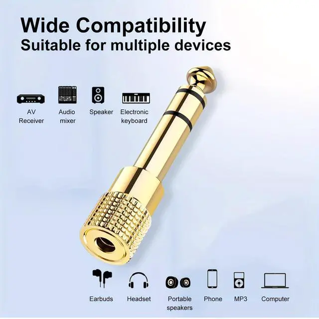 Alt view image 6 of 7 - 6.35mm 1/4 Male to 3.5mm 1/8 Female Stereo Headphone Adapter 4 Pack Audio Jack Plug Gold Plated for Speaker Headphone Guitar Digital Piano Amp Adapte