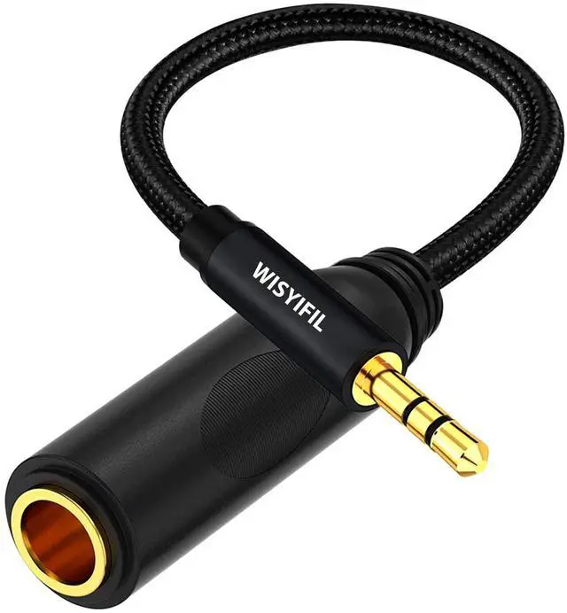 Main image of 1/4 to 3.5mm Headphone Cable Adapter,TRS 6.35mm Female to 3.5mm Male 1/8 to 1/4 Stereo Audio Adapter,for Headphone, Amplifiers, Guitar, Amp etc. Nylon Braided Cable 1ft (30cm)