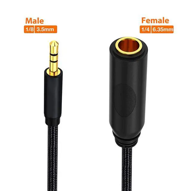 Alt view image 2 of 7 - 1/4 to 3.5mm Headphone Cable Adapter,TRS 6.35mm Female to 3.5mm Male 1/8 to 1/4 Stereo Audio Adapter,for Headphone, Amplifiers, Guitar, Amp etc. Nylon Braided Cable 1ft (30cm)