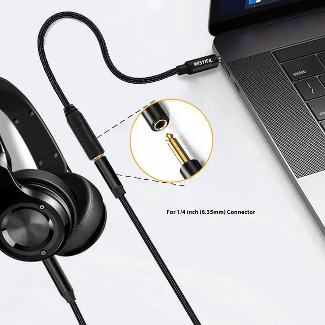 Alt view image 6 of 7 - 1/4 to 3.5mm Headphone Cable Adapter,TRS 6.35mm Female to 3.5mm Male 1/8 to 1/4 Stereo Audio Adapter,for Headphone, Amplifiers, Guitar, Amp etc. Nylon Braided Cable 1ft (30cm)