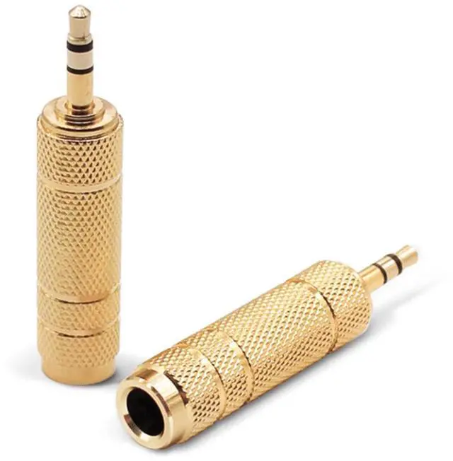 Main image of 3.5mm Male to 6.35mm Female Stereo Headphone Adapter, 1/8 to 1/4 Audio Jack Converter for Headphones, Guitar Amp, Speaker, Mixer, 2 Pack