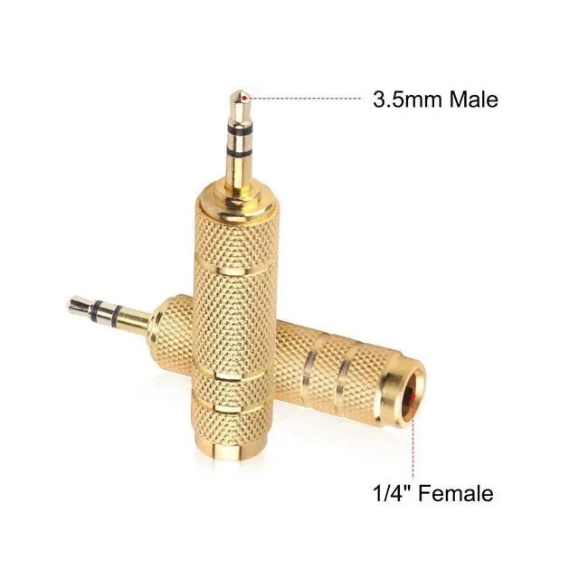 Alt view image 2 of 7 - 3.5mm Male to 6.35mm Female Stereo Headphone Adapter, 1/8 to 1/4 Audio Jack Converter for Headphones, Guitar Amp, Speaker, Mixer, 2 Pack