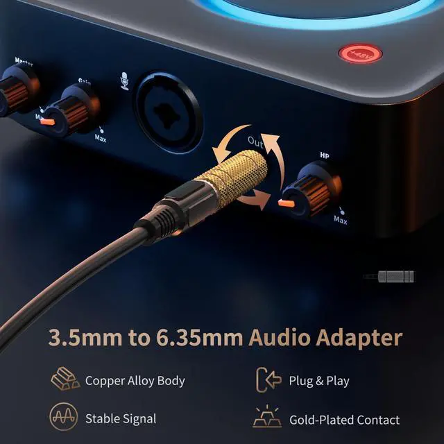 Alt view image 4 of 7 - 3.5mm Male to 6.35mm Female Stereo Headphone Adapter, 1/8 to 1/4 Audio Jack Converter for Headphones, Guitar Amp, Speaker, Mixer, 2 Pack