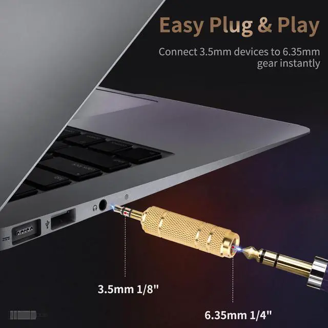 Alt view image 6 of 7 - 3.5mm Male to 6.35mm Female Stereo Headphone Adapter, 1/8 to 1/4 Audio Jack Converter for Headphones, Guitar Amp, Speaker, Mixer, 2 Pack