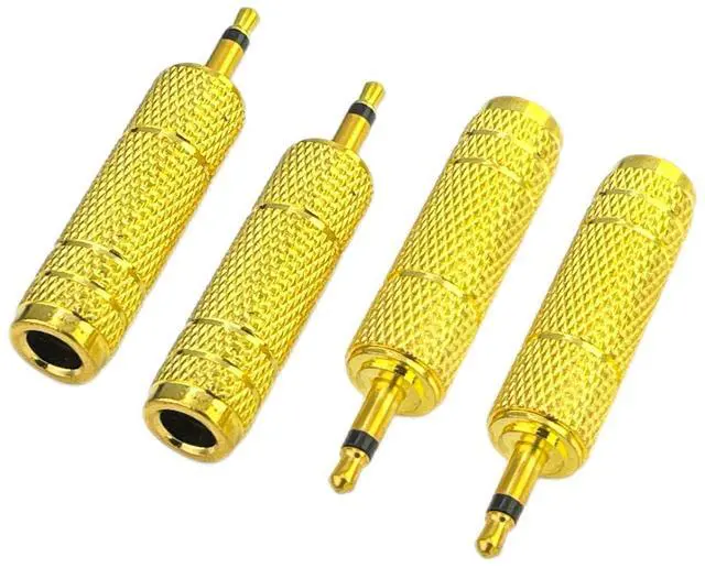 Main image of 3.5mm to 1/4'' Gold-Plated Pure Copper Adapter Connector, 1/4 Female to 1/8 Mono Male Jack Audio Adapter Stereo Connector for Headphone for Amp Adapter, Gold, 4pcs