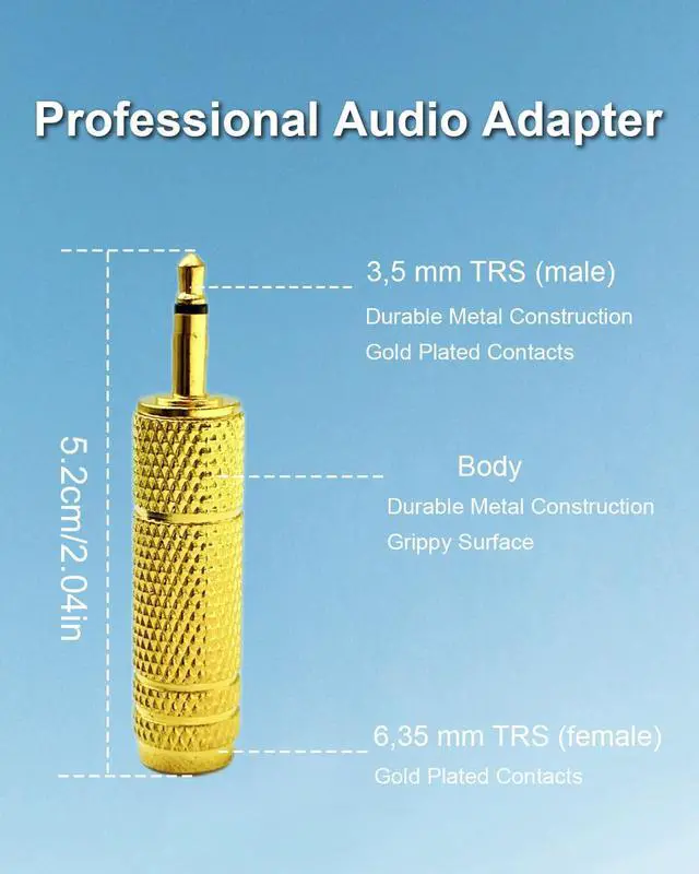 Alt view image 7 of 7 - 3.5mm to 1/4'' Gold-Plated Pure Copper Adapter Connector, 1/4 Female to 1/8 Mono Male Jack Audio Adapter Stereo Connector for Headphone for Amp Adapter, Gold, 4pcs