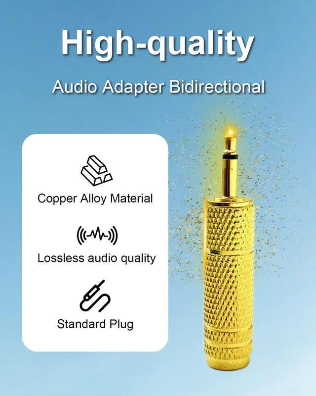 Alt view image 6 of 7 - 3.5mm to 1/4'' Gold-Plated Pure Copper Adapter Connector, 1/4 Female to 1/8 Mono Male Jack Audio Adapter Stereo Connector for Headphone for Amp Adapter, Gold, 4pcs